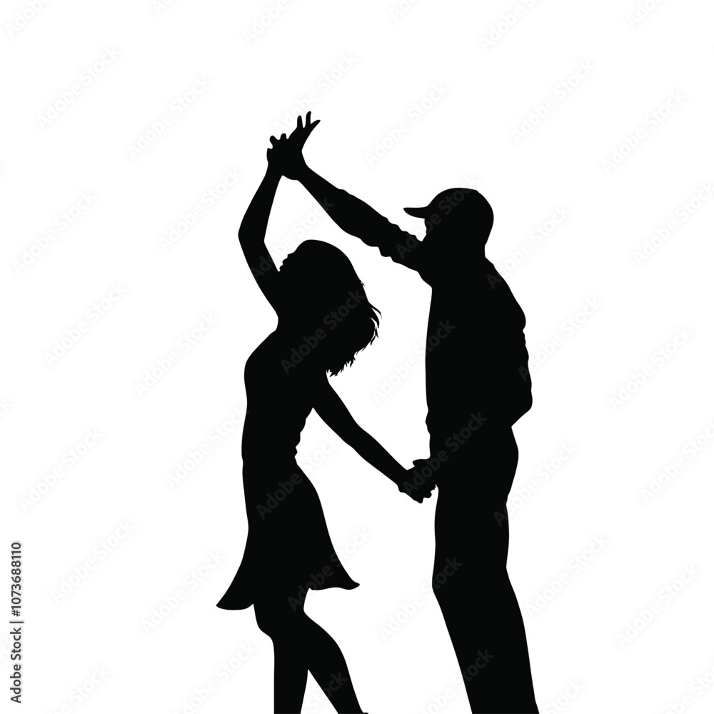 A man and woman Couple are dancing vector silhouette isolated white background A man and woman Couple are dancing vector silhouette isolated white background
