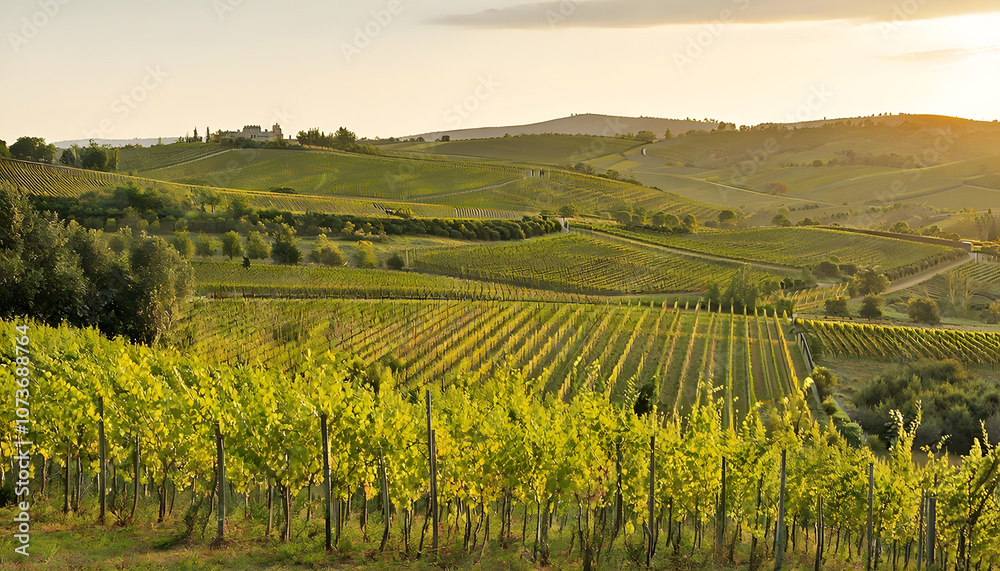 Fototapeta premium The Golden Hills of Le Marche and Vineyards
