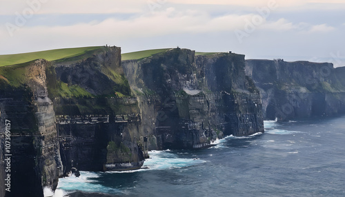 Majestic Cliffs of Moher Against Atlantic Waves