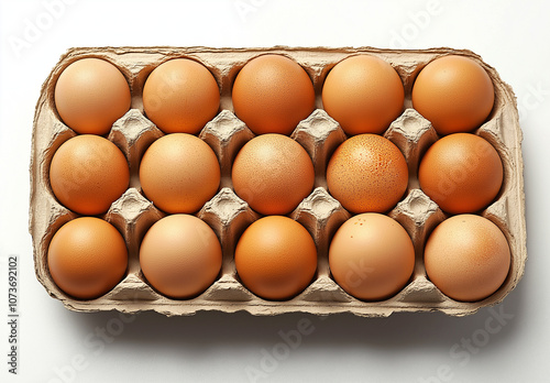 A carton of eggs on a white background