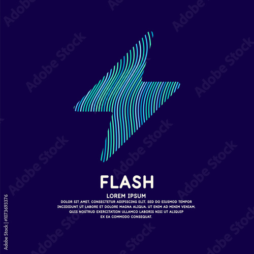 The energy designation icon. The picture represents electricity, voltage. Vector illustration in a simple style. Icon of lightning, thunder.