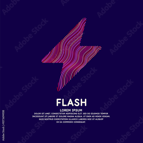 The energy designation icon. The picture represents electricity, voltage. Vector illustration in a simple style. Icon of lightning, thunder.