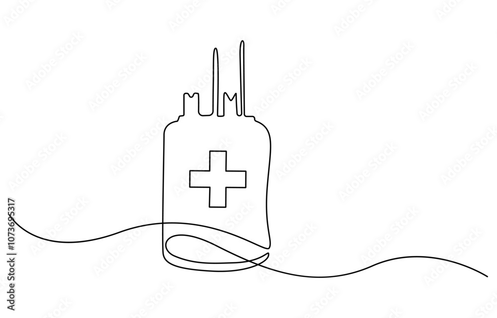 continuous line drawing of blood bag.one line drawing of medical blood transfusion bag. Single line vector illustration of blood supply in hospital, World blood donor day. One continuous single line continuous line drawing of blood bag.one line drawing of medical blood transfusion bag. Single line vector illustration of blood supply in hospital, World blood donor day. One continuous single line