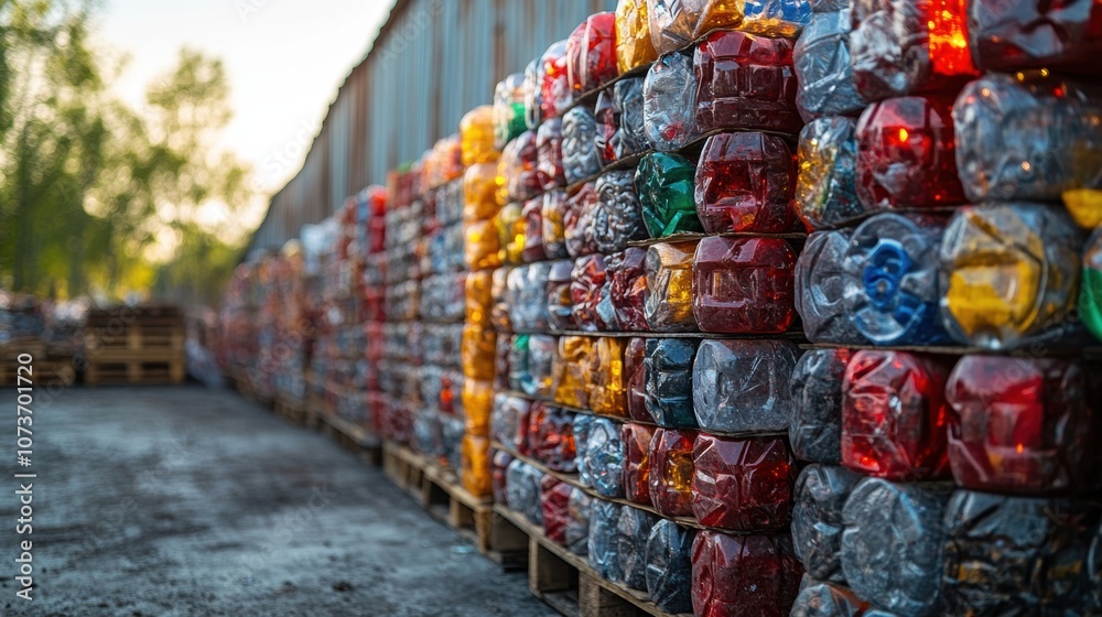 Plastic waste being sorted at a recycling facility, showcasing the importance of recycling in reducing environmental pollution and conserving resources Plastic waste being sorted at a recycling facility, showcasing the importance of recycling in reducing environmental pollution and conserving resources