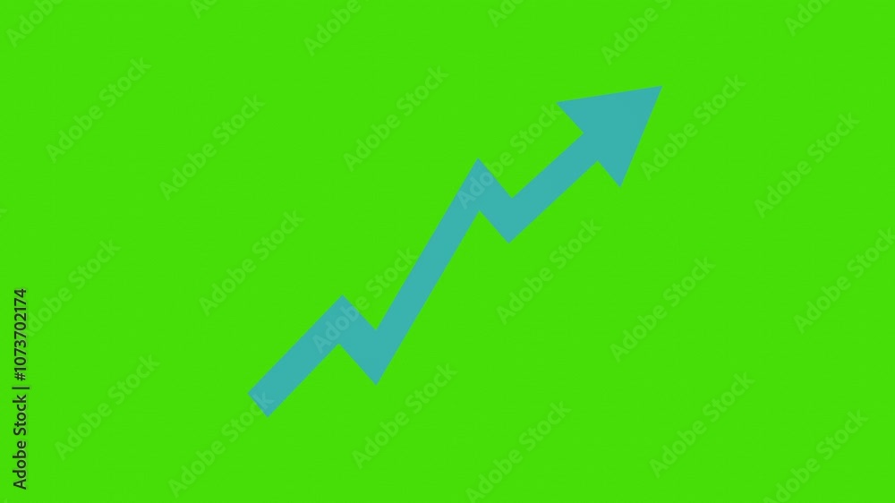 4k animation of blue line graph pointing upward isolated on green screen