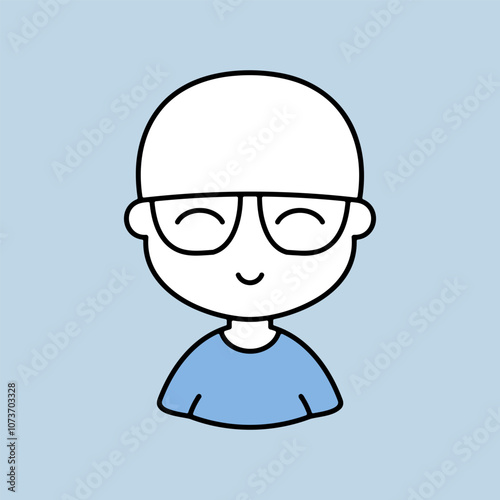 Portrait of a young bald man in stylish glasses