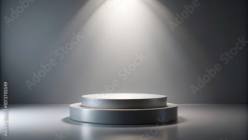 A white pedestal with a spotlight shining on it