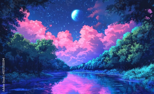 A Wide River Winds Through the Woods, the Sky is Full of Stars

 photo