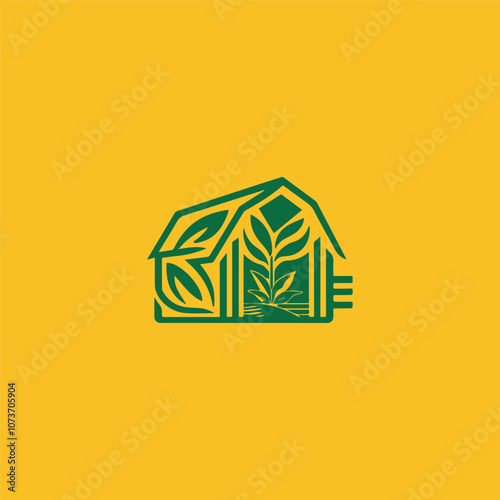 Agricultural logo with a combination of a house and leaf for any business. Farm house icon logo design.