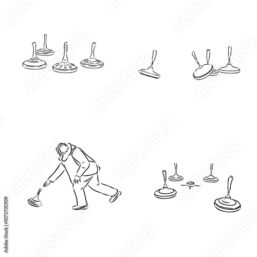 bavarian curling sport, vector sketch . Vector element of winter ice sports.