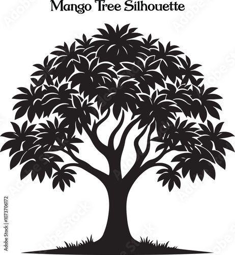 Mango tree silhouette vector illustration