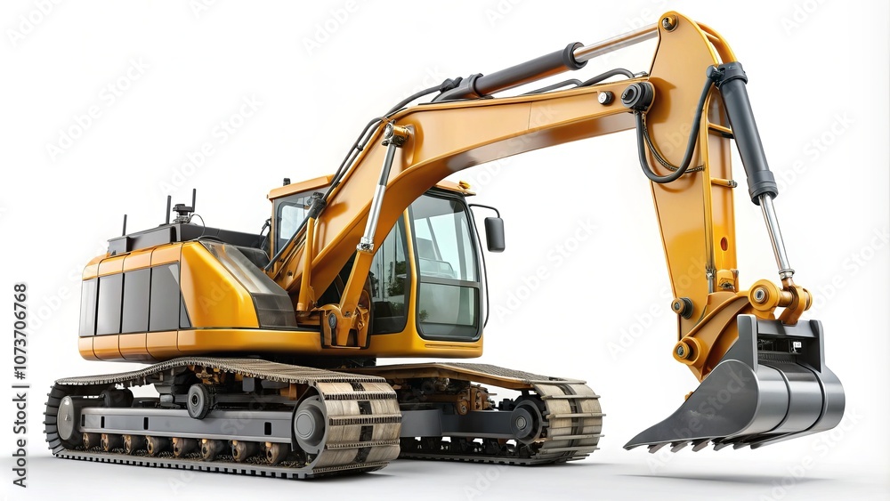 A yellow and black construction vehicle with a large scoop on the front A yellow and black construction vehicle with a large scoop on the front