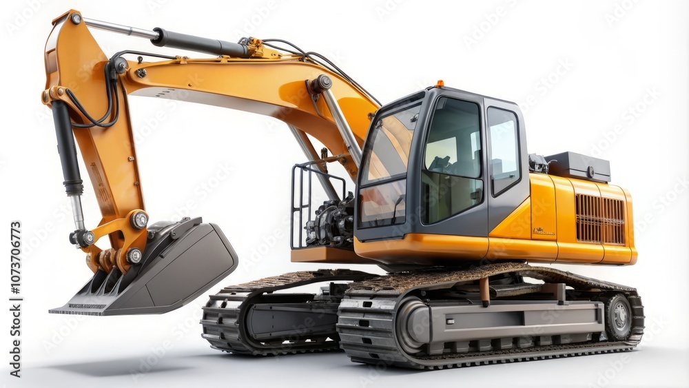 A yellow and black construction vehicle with a large scoop on the front A yellow and black construction vehicle with a large scoop on the front