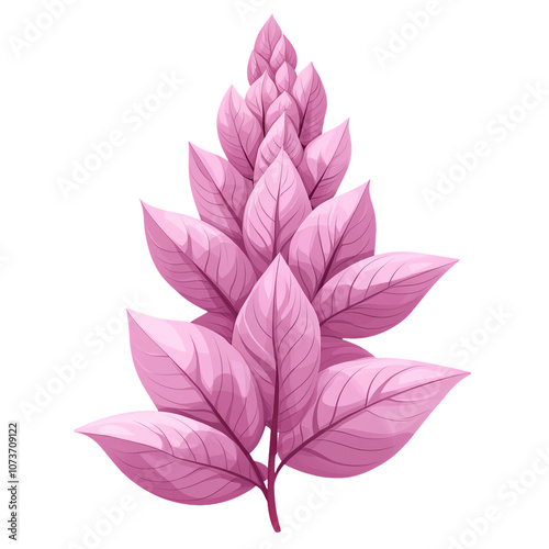 Stylized pink leaves arranged gracefully on a white isolated background. transparent background