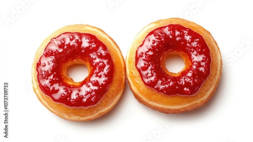 Two donuts with cherry glaze isolated.