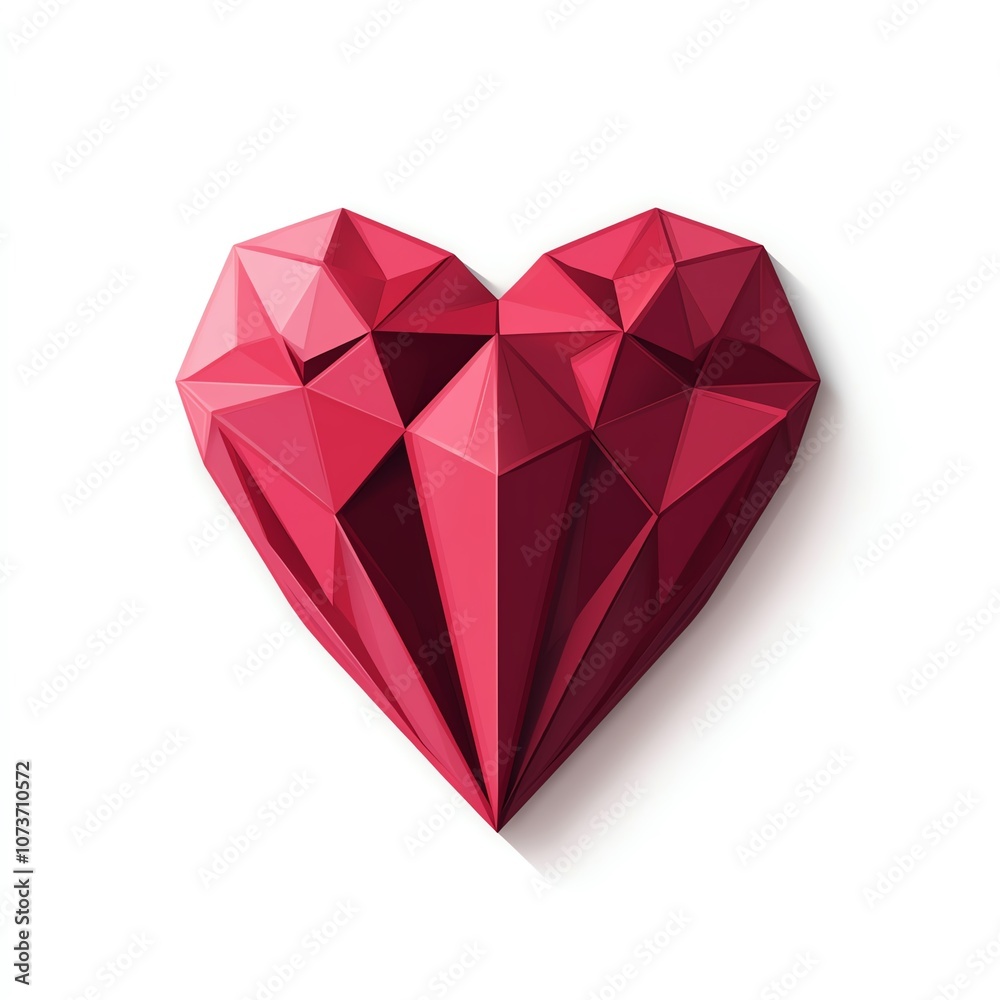 A geometric, red heart made of triangular shapes, symbolizing love and emotion in a modern, artistic style. A geometric, red heart made of triangular shapes, symbolizing love and emotion in a modern, artistic style.