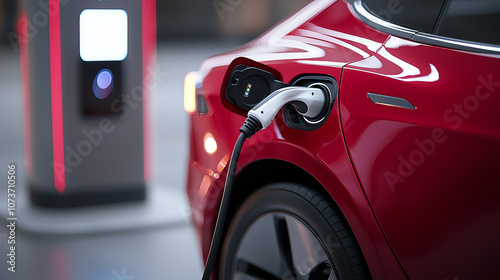 Wallpaper Mural Electric Car Charging with Visible Electric Current Flow Torontodigital.ca