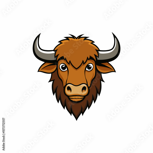 funny Bison head cartoon vector art illustration