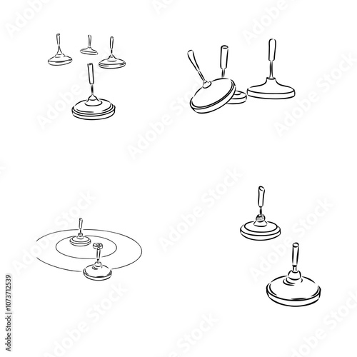 bavarian curling sport, vector sketch . Vector element of winter ice sports.