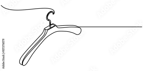 Clothes Hanger Continuous Line Icon, Vector one line continuous drawing. Hand drawn clothes hanger icon isolated. Minimal design element for banner, flyer, showcase, retail shop, outlet, card.