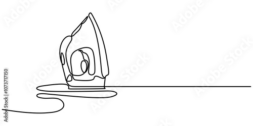 One continuous line drawing of cloth ironing electric home appliance. Electricity household gadget template concept. Trendy single line draw design vector graphic illustration, Continuous line Iron.