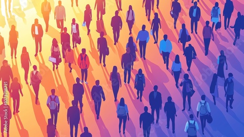 An abstract illustration of a crowd symbolizing diversity and inclusion in our society. Individual differences and promoting equal opportunity within communities are also emphasized.