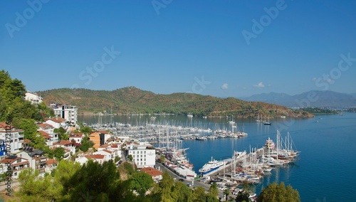 Obraz na płótnie Beautiful panoramic view of Fethiye Harbor in Turkey w salonie