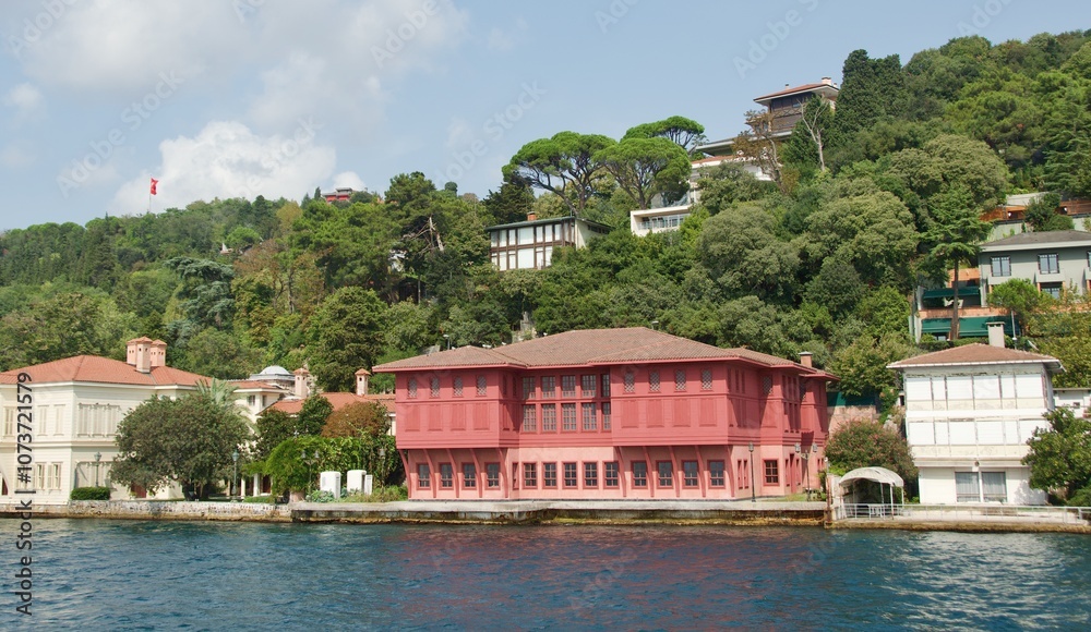 Ottoman style mansions along Bosporus Strait in Istanbul, Turkey