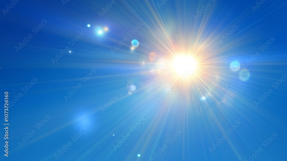 Transparent Sunlight Flare Special Effect on Blue Sky Background Transparent Sunlight Flare Special Effect on Blue Sky Background