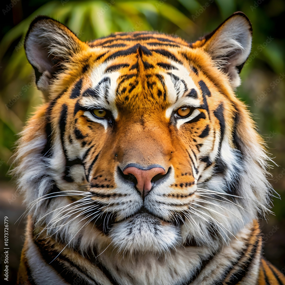 Naklejka premium a close up of a tigers face with the eyes closed