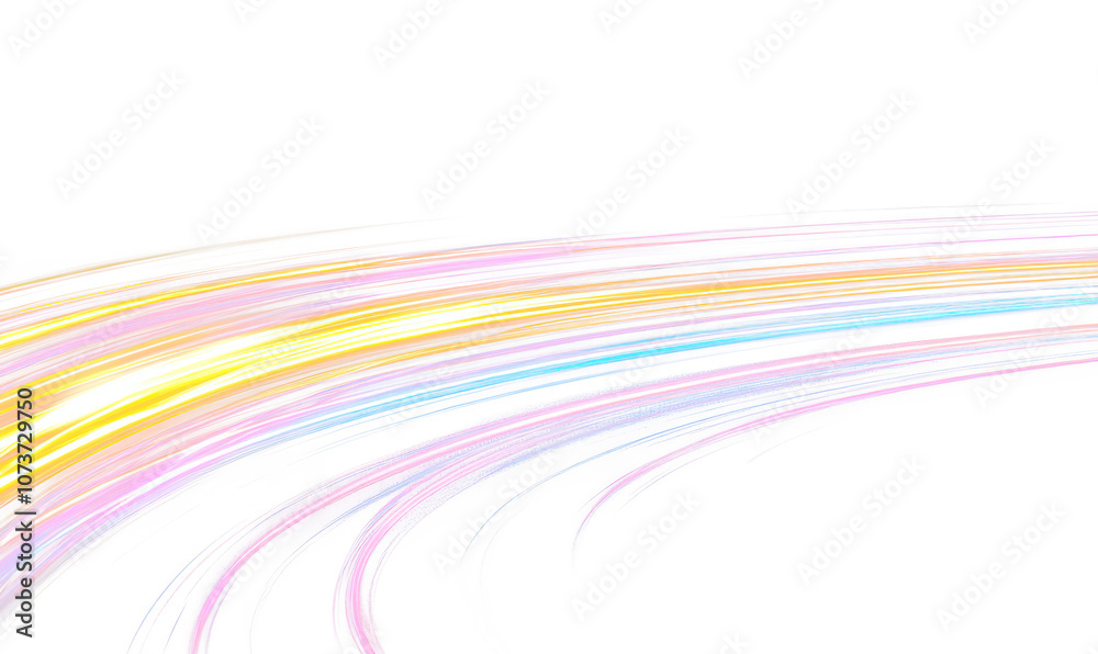 Colorful light trails isolate on transparent background, dynamic and energetic, png, cutout Colorful light trails isolate on transparent background, dynamic and energetic, png, cutout