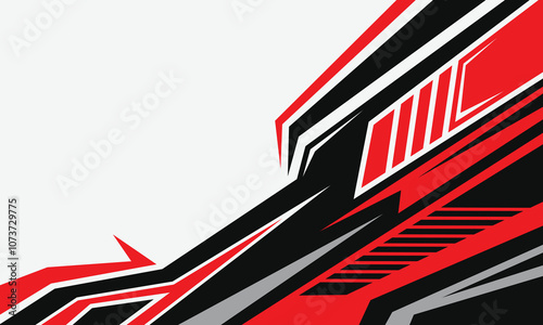 Red and black geometric abstract lines for racing style car wrap sticker