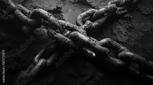 the end of slavery concept, breaking chain, disconnected chain, the symbol of no slavery