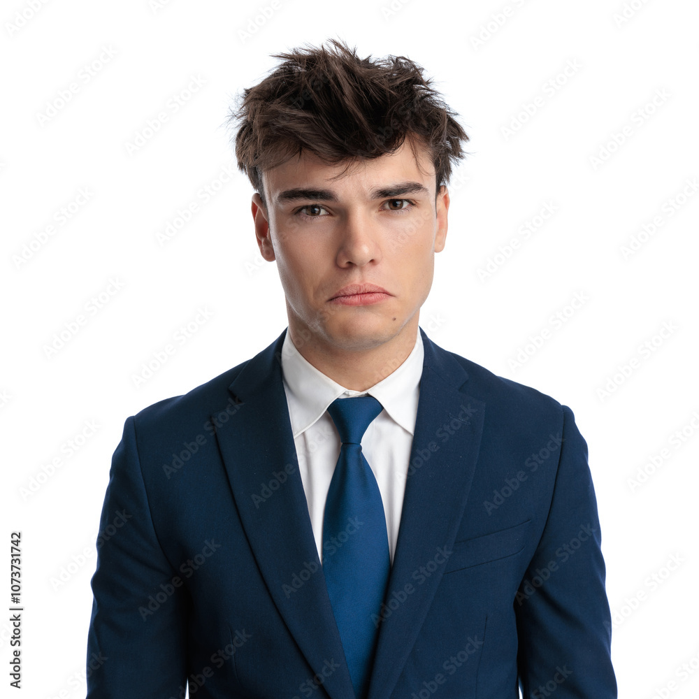 upset young business student making a sad face upset young business student making a sad face
