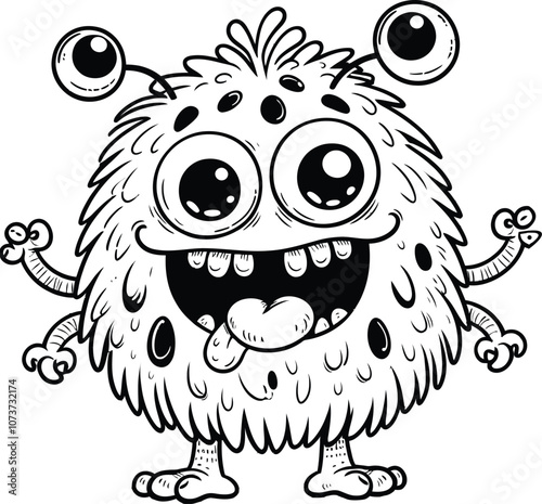 Monster coloring pages for kids, monster line art, monster education