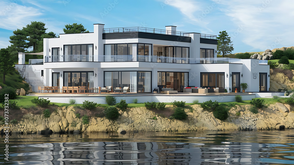 Fototapeta premium Luxury House Design in White and Color Variants