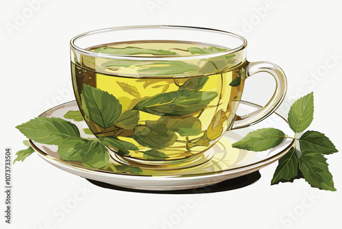 fruit tea with lemon and fresh mint