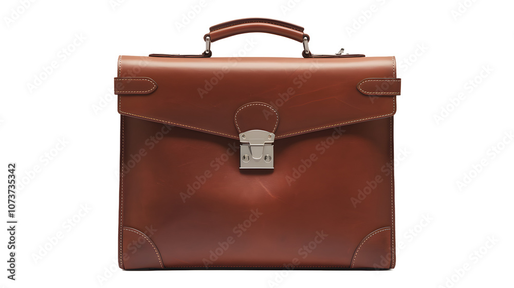 Elegant brown leather briefcase with a sleek design and sturdy metal clasp, perfect for professional use and business meetings