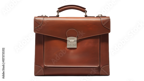 Elegant brown leather briefcase displayed against a neutral background, showcasing craftsmanship and functionality for business professionals