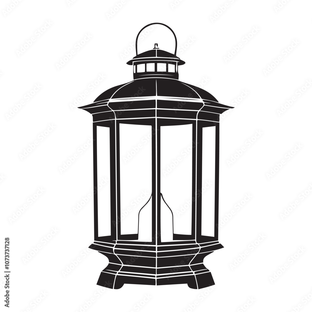 Festive Lantern with Pine silhouette vector art black color design and solid white background Festive Lantern with Pine silhouette vector art black color design and solid white background