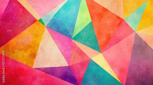 Triangular backdrop featuring a geometric abstract design Concept art created through digital painting 2D illustration with vibrant colors and shapes