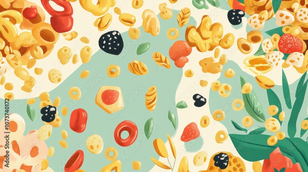 Illustration design for social media posts printed materials cards and backgrounds celebrating National Cereal Day Illustration design for social media posts printed materials cards and backgrounds celebrating National Cereal Day