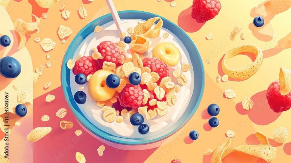 Illustration design for social media posts printed materials cards and backgrounds celebrating National Cereal Day Illustration design for social media posts printed materials cards and backgrounds celebrating National Cereal Day
