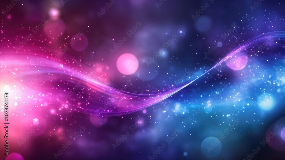 Abstract background featuring vibrant bokeh lights and starry patterns in shades of purple and blue with varying thickness Abstract background featuring vibrant bokeh lights and starry patterns in shades of purple and blue with varying thickness