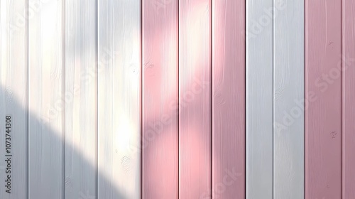 Warm sunlight streams through wooden slats, casting soft shadows and creating a natural, cozy atmosphere perfect for rustic home decor or backgrounds