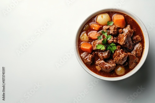 Beef stew with carrots and potatoes in bowl