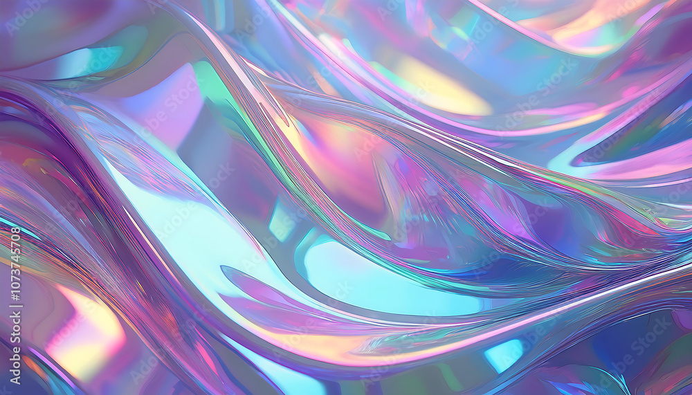 A sleek, modern iridescent glass background features a soft pastel holographic frosted patt_1(229)