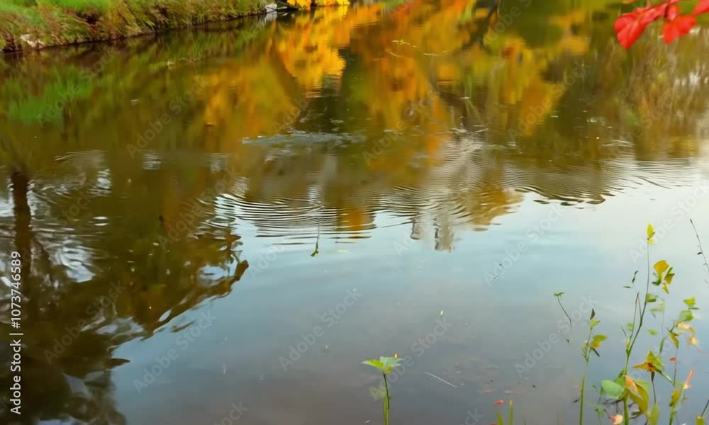 Serene Riverbank in Fall Colors Serene Riverbank in Fall Colors