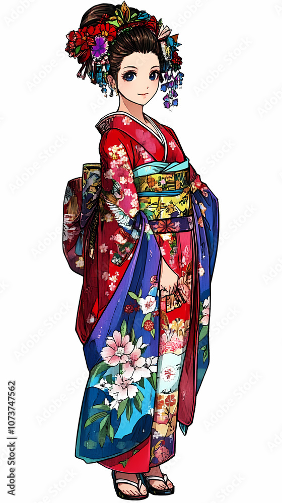 Beautiful Anime Manga Woman in a Traditional Kimono Beautiful Anime Manga Woman in a Traditional Kimono