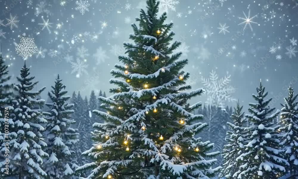 christmas tree with snow christmas tree with snow